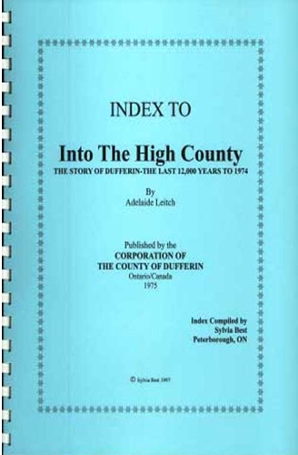 Index to Into The High County