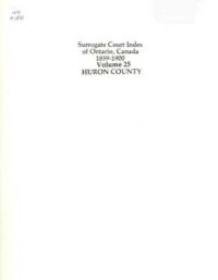 Surrogate Court Index - Huron County Ontario