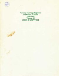 County Marriage Registers of Ontario, Canada 1858 - 1869 Vol 20
